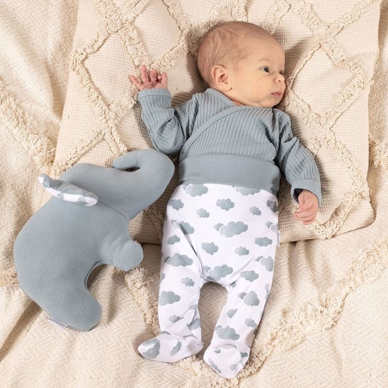 Body chłopięce z długim rękawem, prążkowane, niebieskie, Nicol