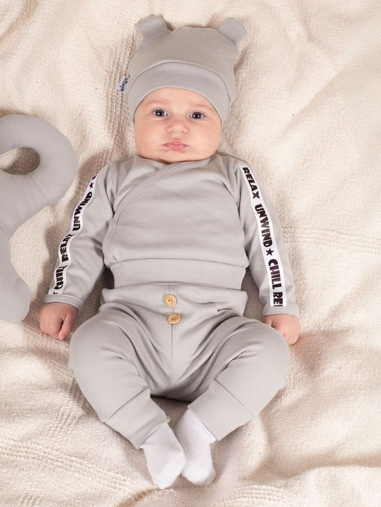 Body chłopięce z długim rękawem, szare, Nicol