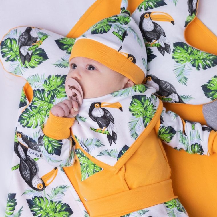 Body chłopięce z długim rękawem, żółto-białe, Nicol