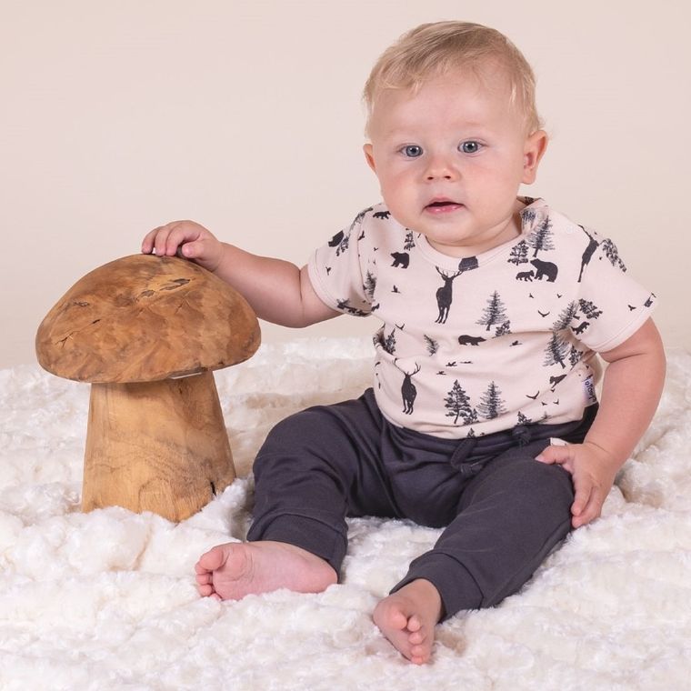 Body chłopięce z krótkim rękawem, beżowe, Nicol