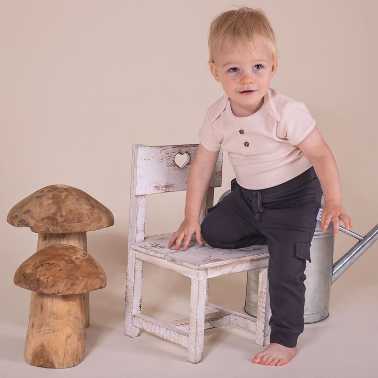 Body chłopięce z krótkim rękawem, beżowe, Nicol