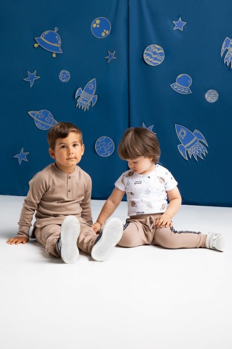 Body chłopięce z krótkim rękawem, białe, kosmos, Nicol