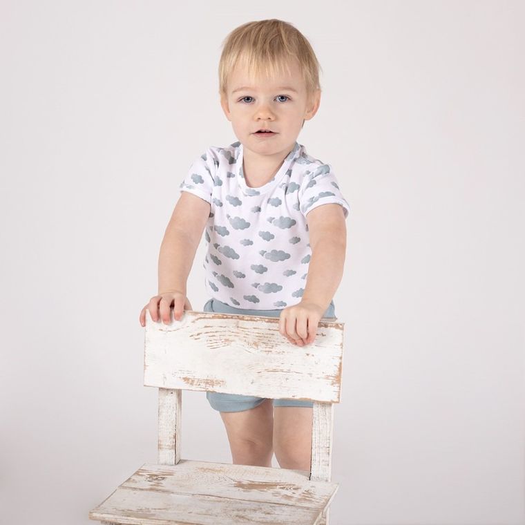 Body chłopięce z krótkim rękawem, białe, Nicol