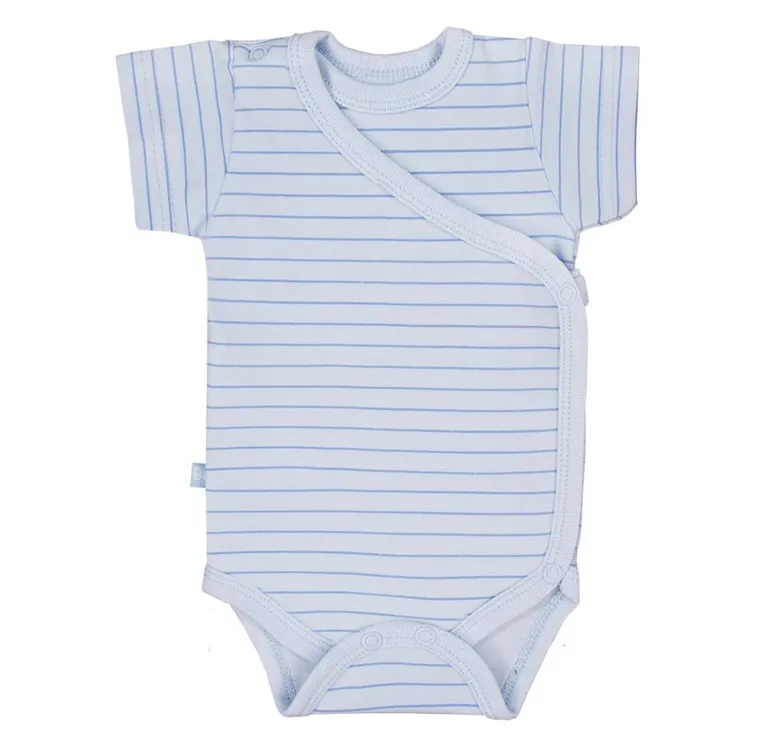 Body chłopięce z krótkim rękawem, niebieskie, paski, pociąg, zestaw, 3 szt., Eevi