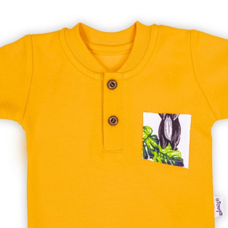Body chłopięce z krótkim rękawem, żółte, kieszonka, Nicol