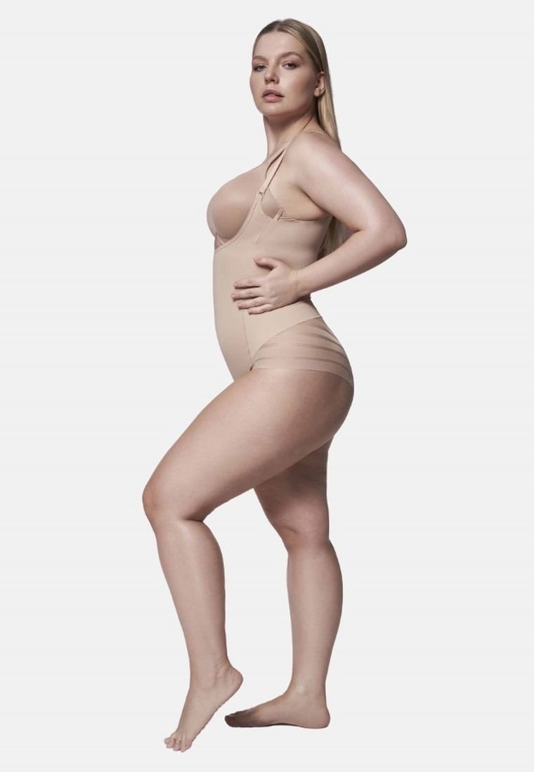 Body damskie na ramiączka, modelujące, beżowe, Julimex