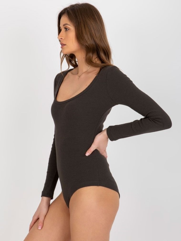 Body damskie z długim rękawem, khaki, Relevance