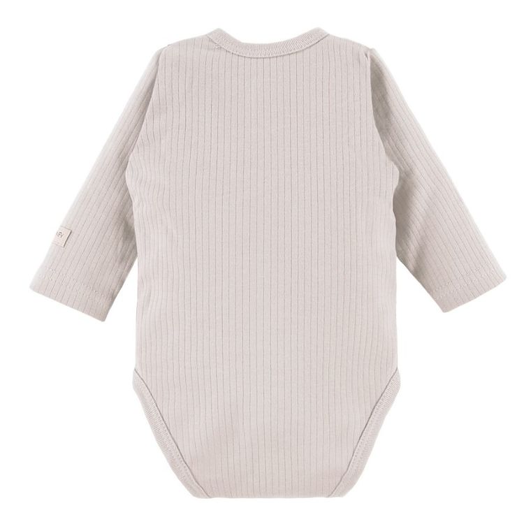 Body dziecięce z długim rękawem, prążkowane, beżowe, Eevi