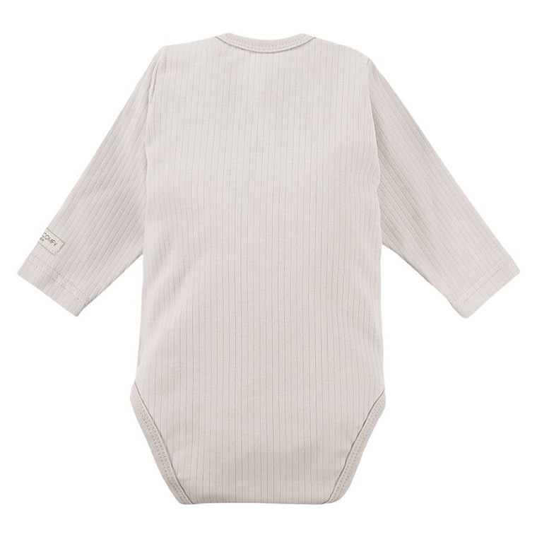 Body dziecięce z długim rękawem, prążkowane, beżowe, Eevi