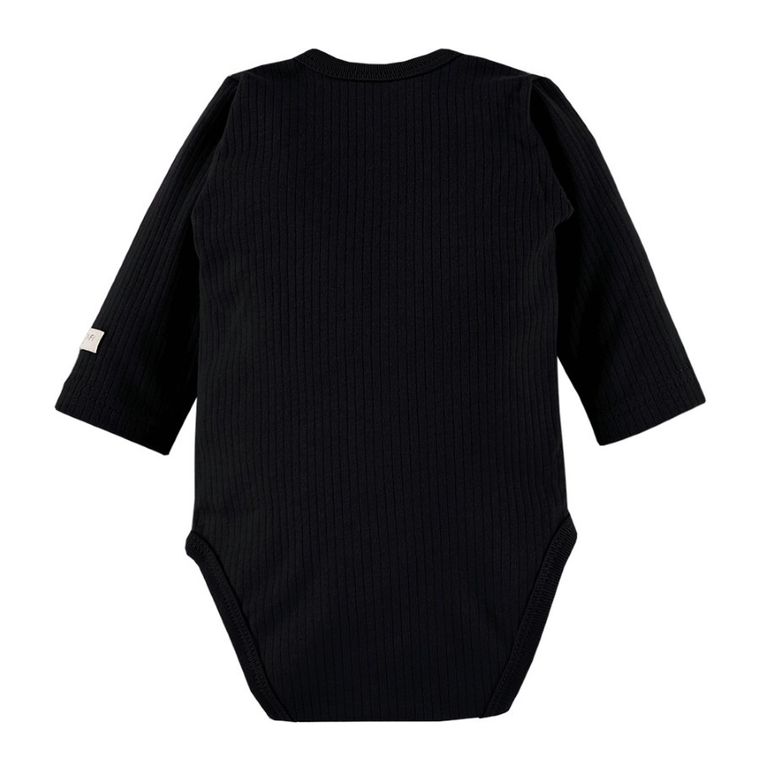 Body dziecięce z długim rękawem, prążkowane, czarne, Eevi