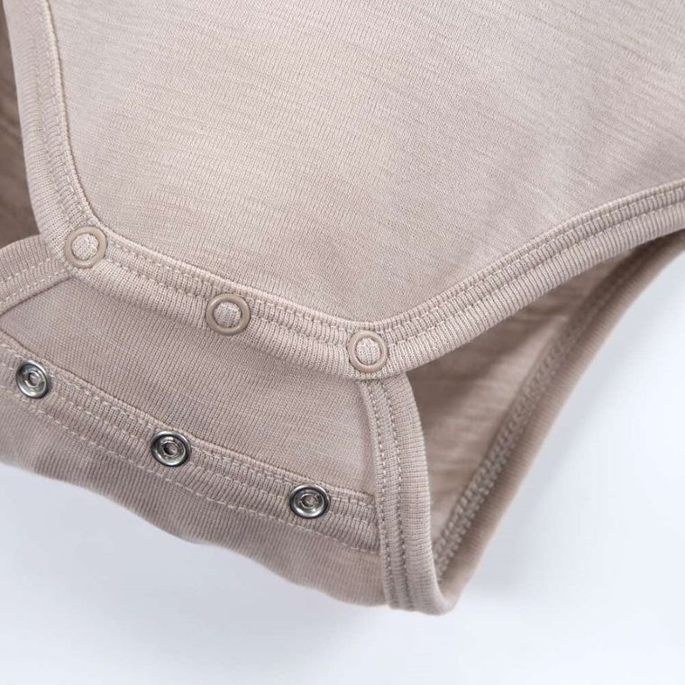 Body dziecięce z długim rękawem, wełna merino, beżowe, Eevi