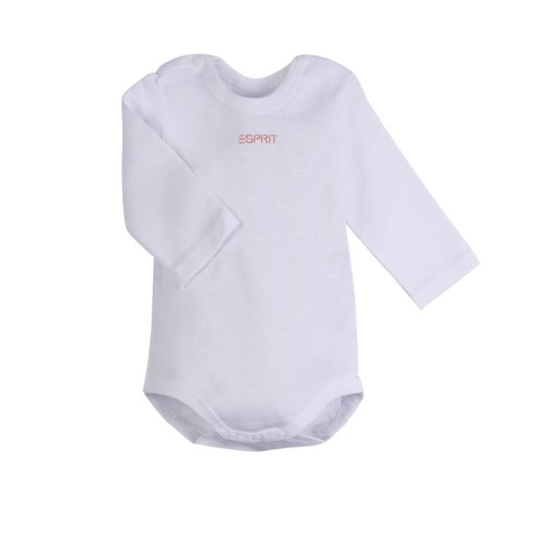 Body dziewczęce z długim rękawem, bawełna organiczna, białe, różowe, zestaw, 2 szt., Esprit