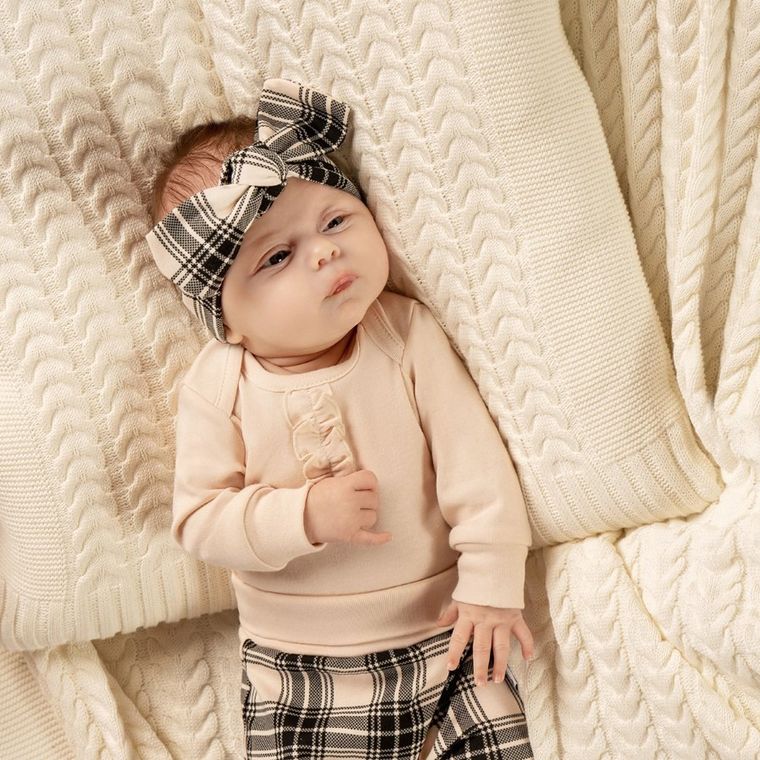 Body dziewczęce z długim rękawem, beżowe, Nicol