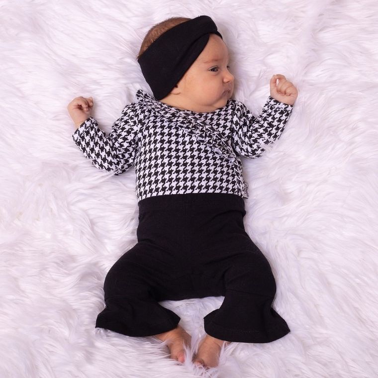 Body dziewczęce z długim rękawem, biało-czarne, Nicol