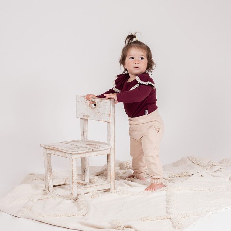 Body dziewczęce z długim rękawem, bordowe, Nicol