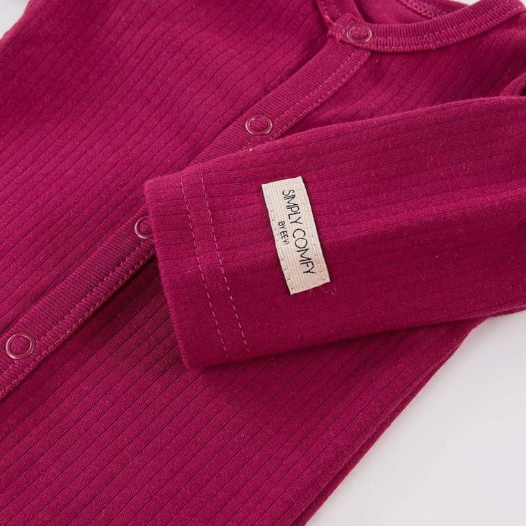 Body dziewczęce z długim rękawem, bordowe, rozpinane, Eevi