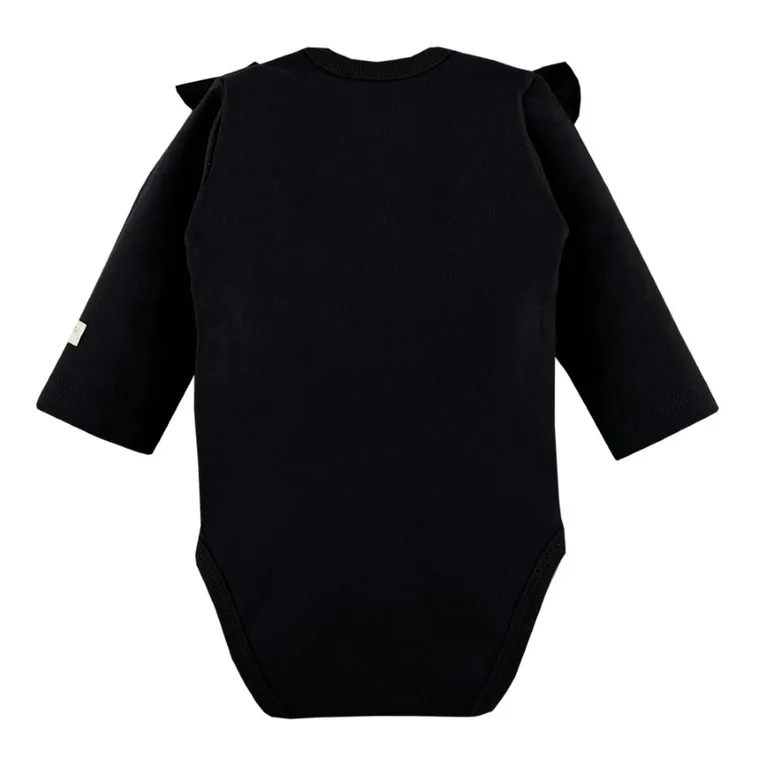 Body dziewczęce z długim rękawem, czarne, Eevi