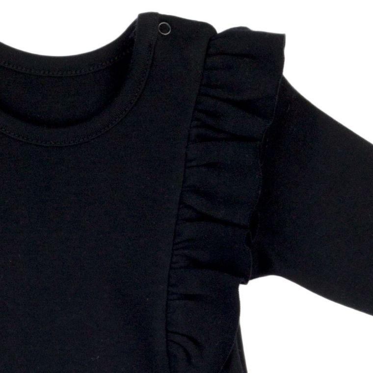 Body dziewczęce z długim rękawem, czarne, Nicol