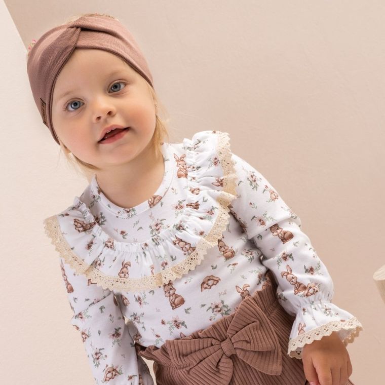 Body dziewczęce z długim rękawem, ecru, Nicol