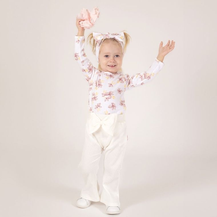 Body dziewczęce z długim rękawem, ecru, Nicol