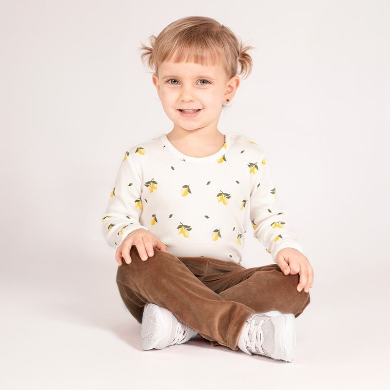 Body dziewczęce z długim rękawem, ecru, Nicol