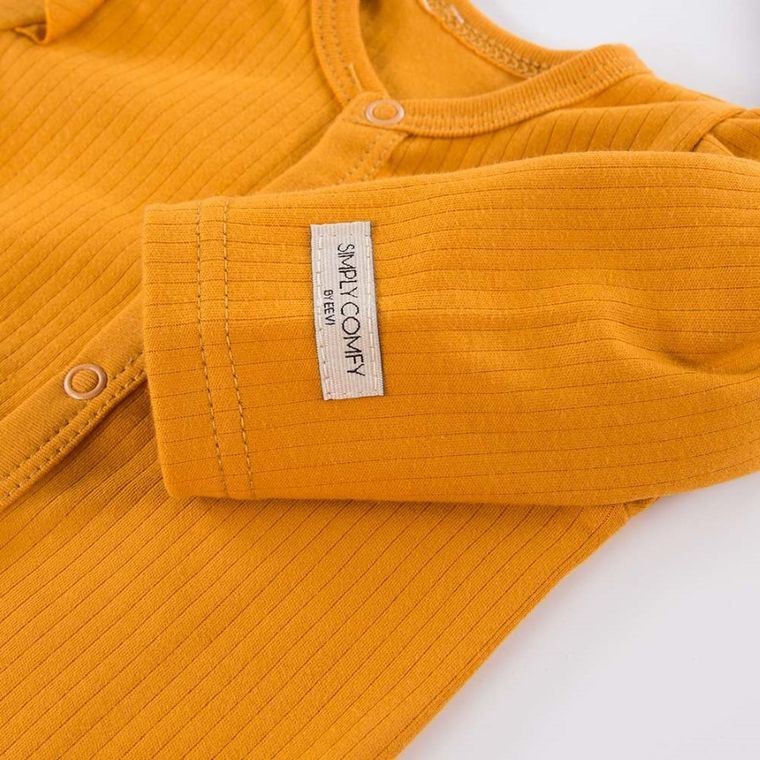 Body dziewczęce z długim rękawem, musztardowe, Eevi
