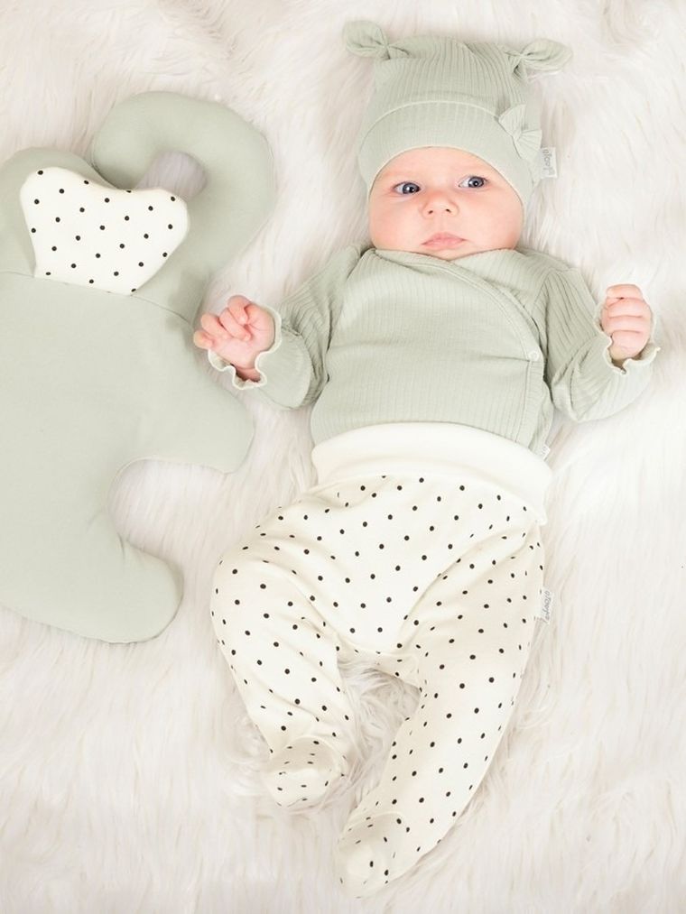 Body dziewczęce z długim rękawem, prążkowane, zielone, Nicol