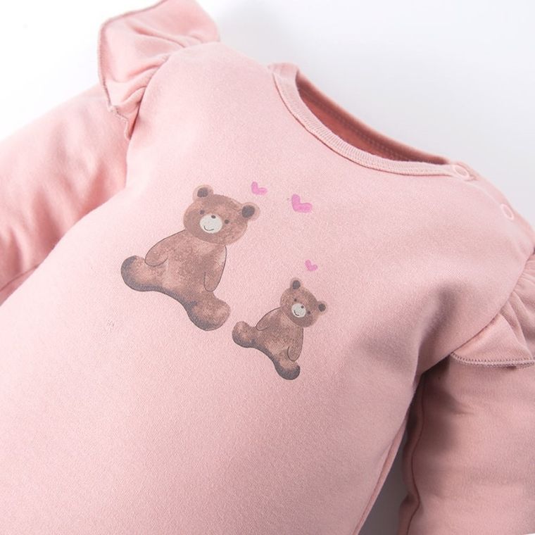 Body dziewczęce z długim rękawem, różowe, Eevi