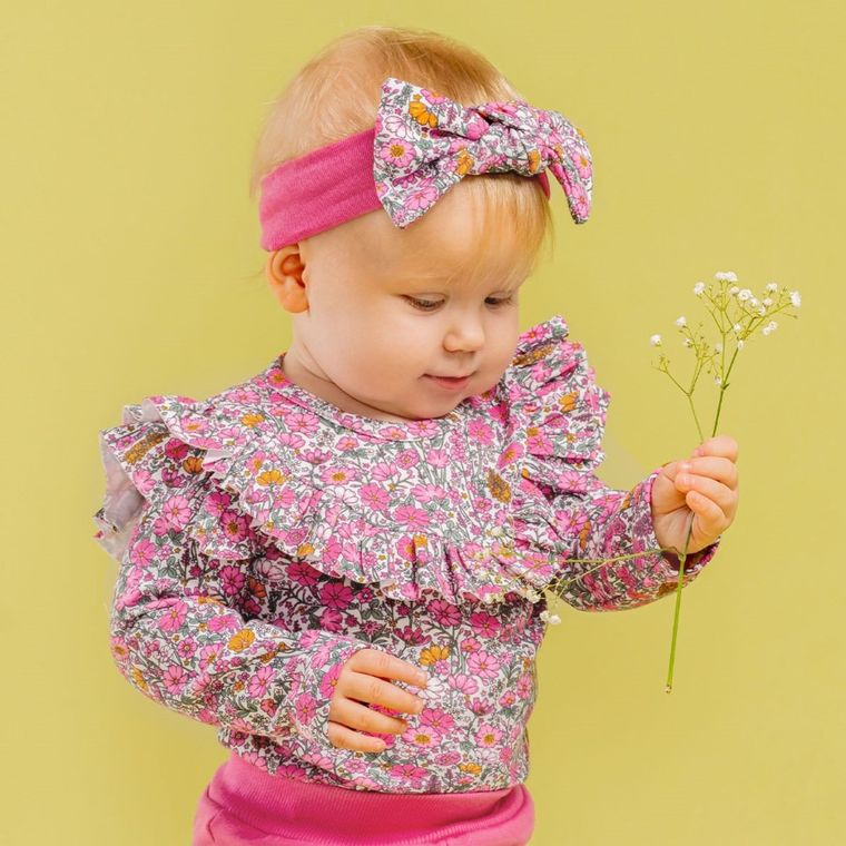 Body dziewczęce z długim rękawem, różowe, Nicol