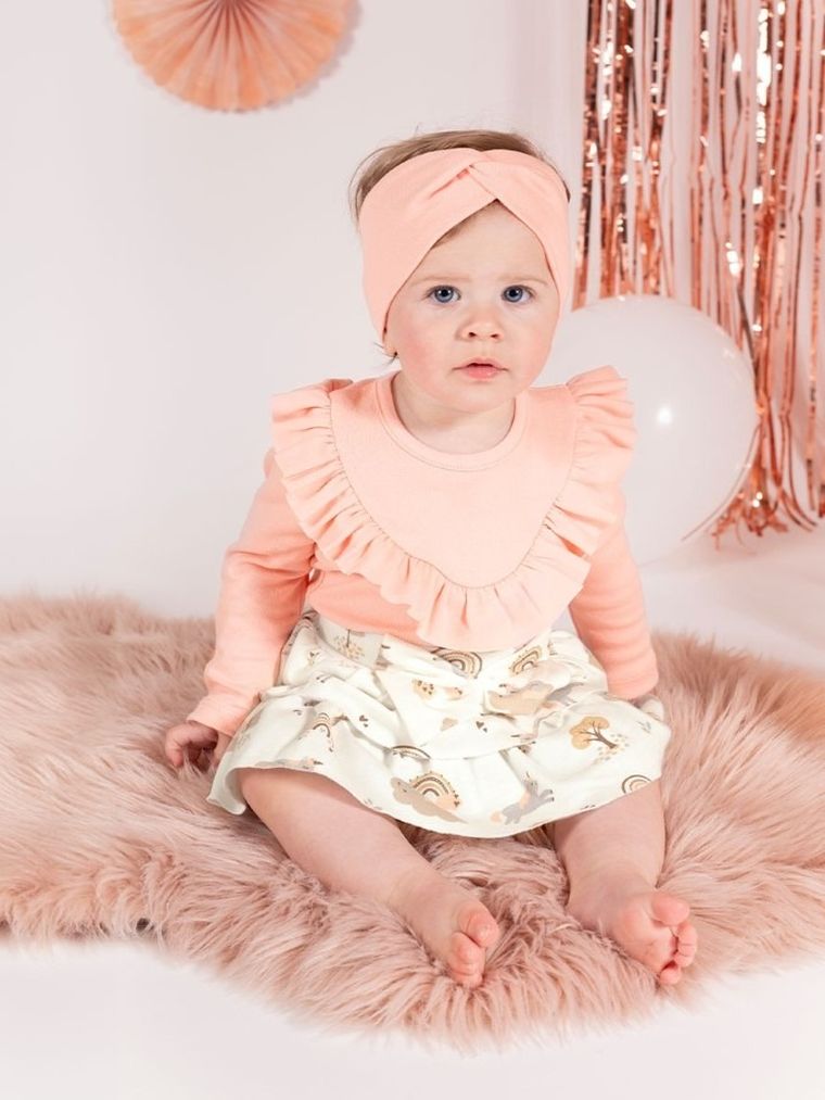 Body dziewczęce z długim rękawem, różowe, Nicol