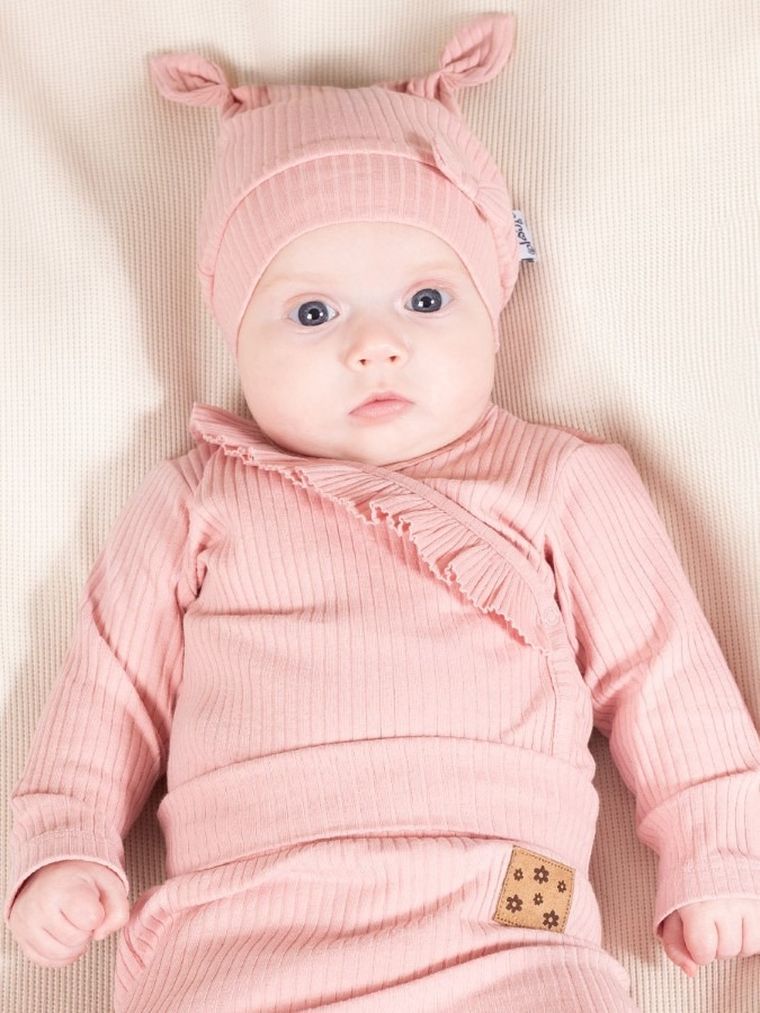 Body dziewczęce z długim rękawem, różowe, Nicol