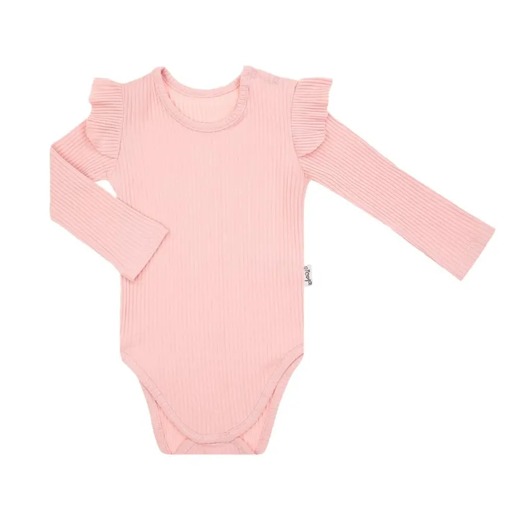Body dziewczęce z długim rękawem, różowe, Nicol
