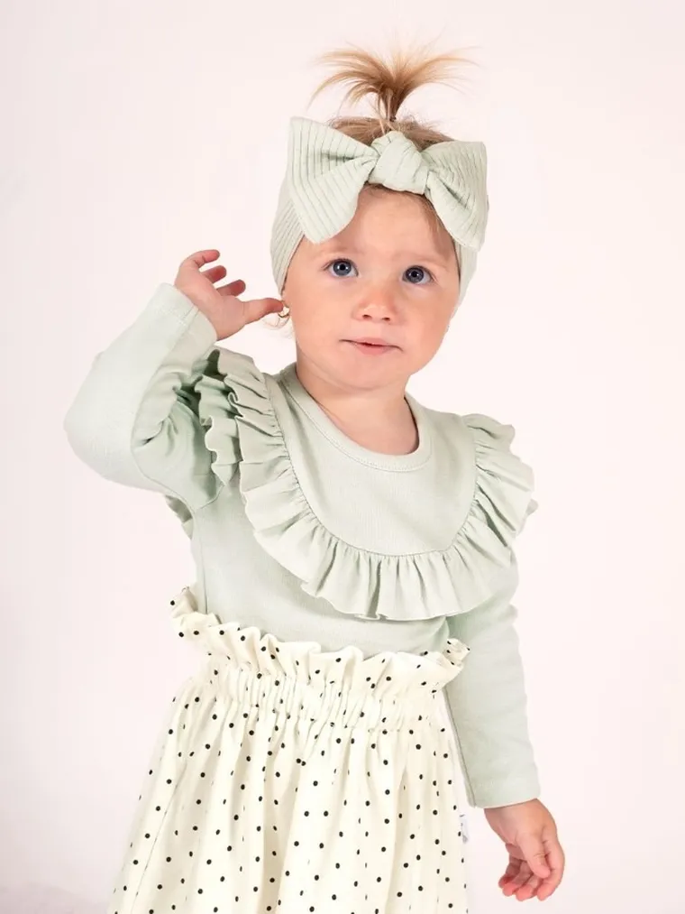 Body dziewczęce z długim rękawem, zielone, Nicol