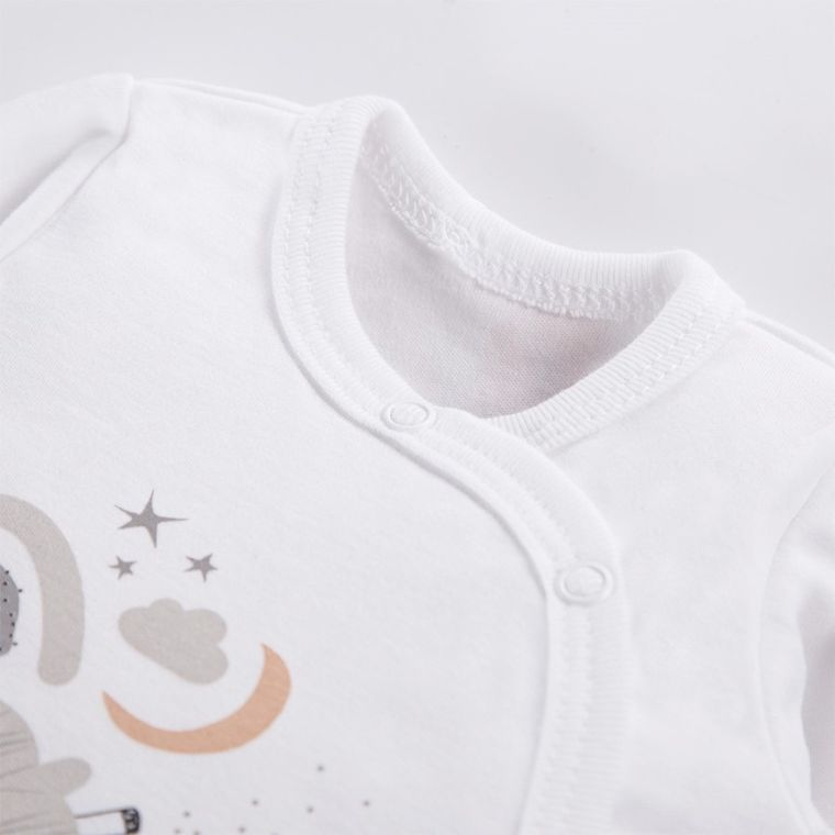 Body dziewczęce z krótkim rękawem, białe, owieczka, Eevi