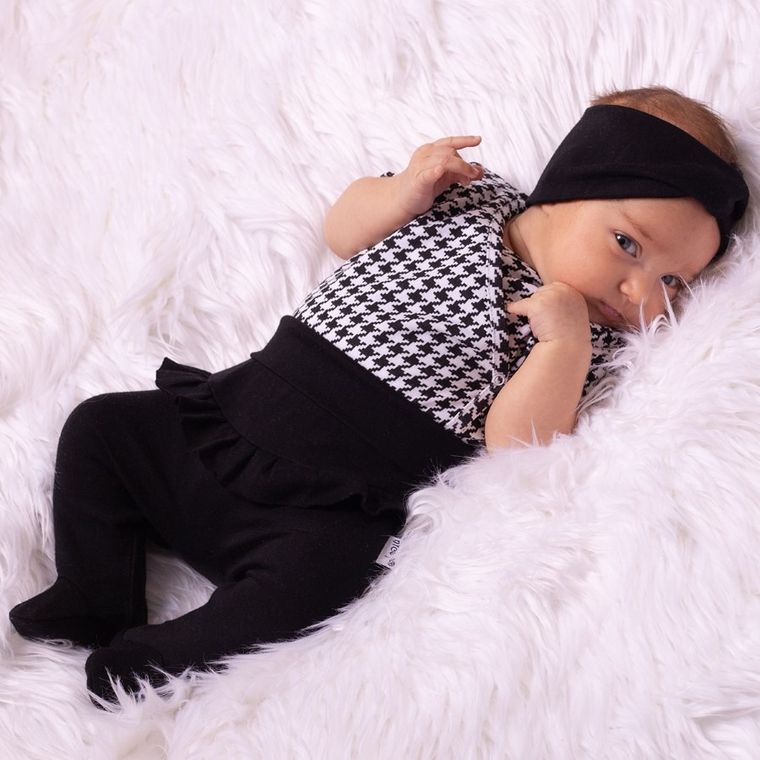 Body dziewczęce z krótkim rękawem, biało-czarne, Nicol