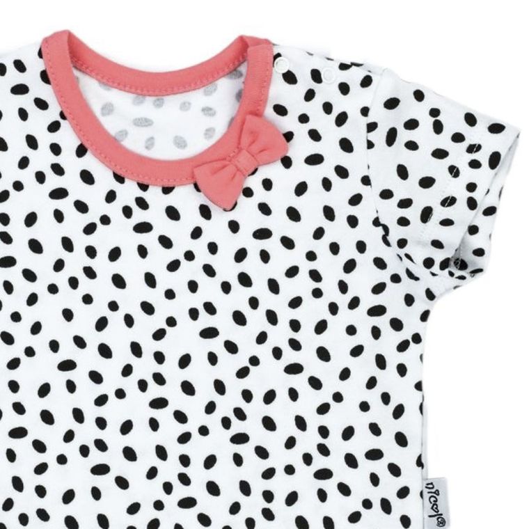 Body dziewczęce z krótkim rękawem, biało-czarne, plamki, Nicol
