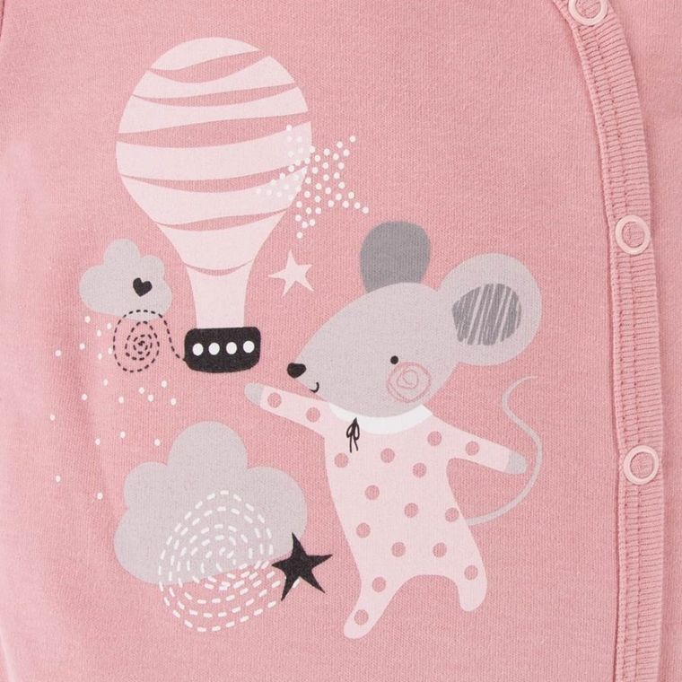 Body dziewczęce z krótkim rękawem, różowe, myszka, Eevi