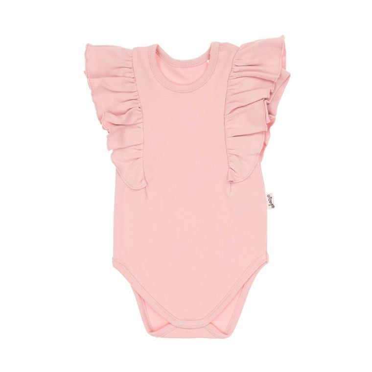 Body dziewczęce z krótkim rękawem, różowe, Nicol