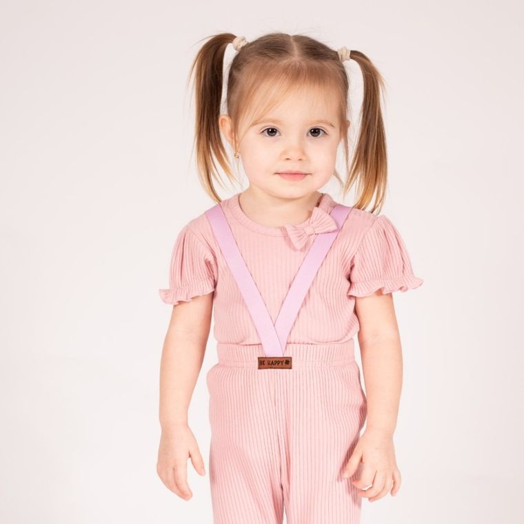 Body dziewczęce z krótkim rękawem, różowe, Nicol