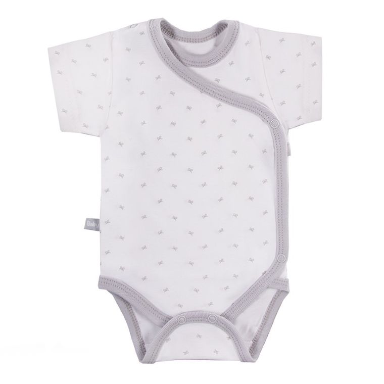 Body dziewczęce z krótkim rękawem, szare, kokardki, zestaw, 3 szt., Eevi