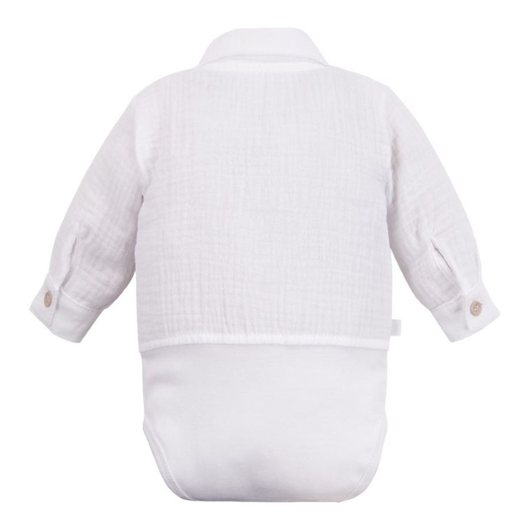 Body koszulowe chłopięce z długim rękawem, białe, Eevi