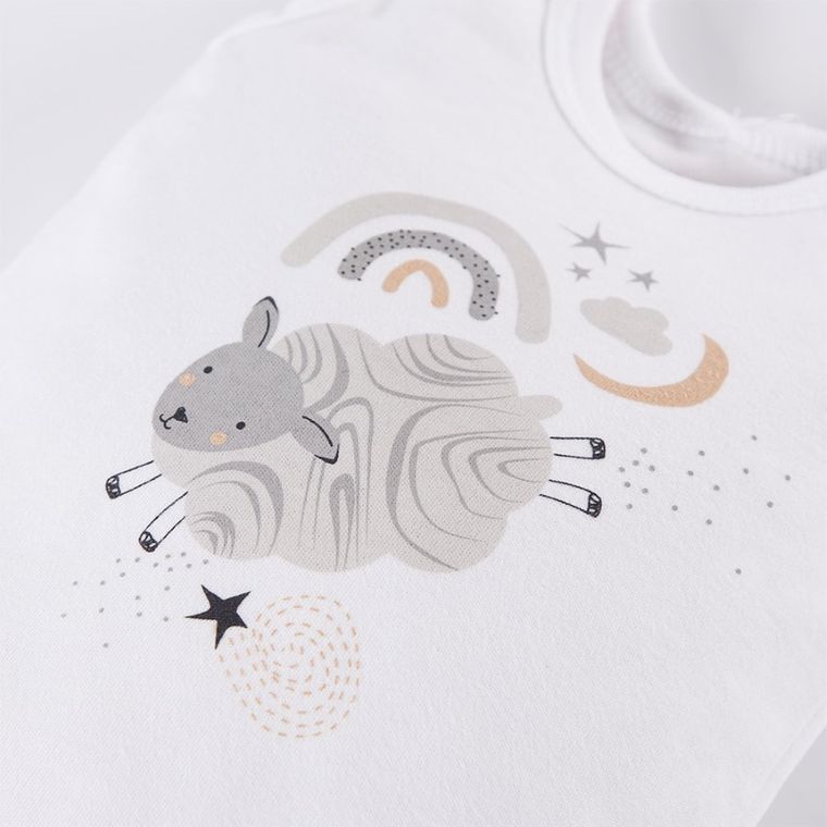 Body niemowlęce bez rękawów, białe, owieczka, Eevi