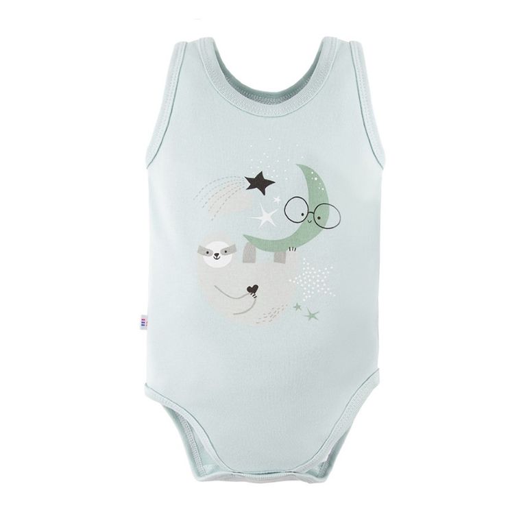 Body niemowlęce bez rękawów, miętowe, leniwiec, Eevi