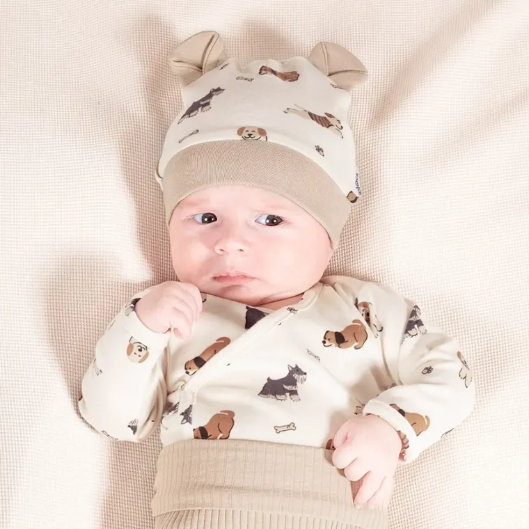 Body niemowlęce z długim rękawem, beżowe, Nicol