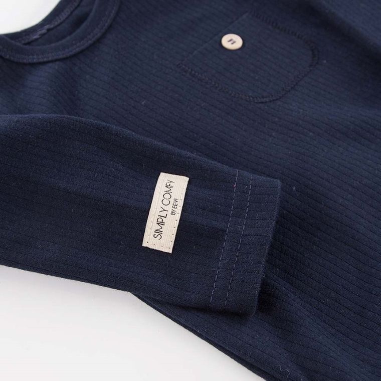 Body niemowlęce z długim rękawem, granatowe, Eevi