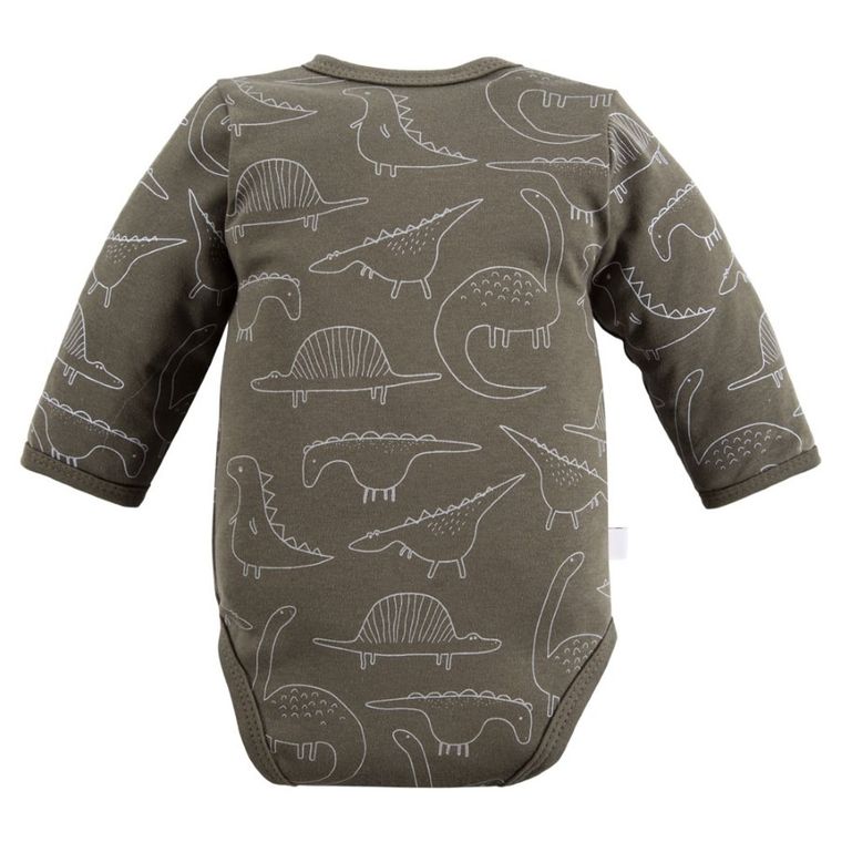 Body niemowlęce z długim rękawem, khaki, Eevi