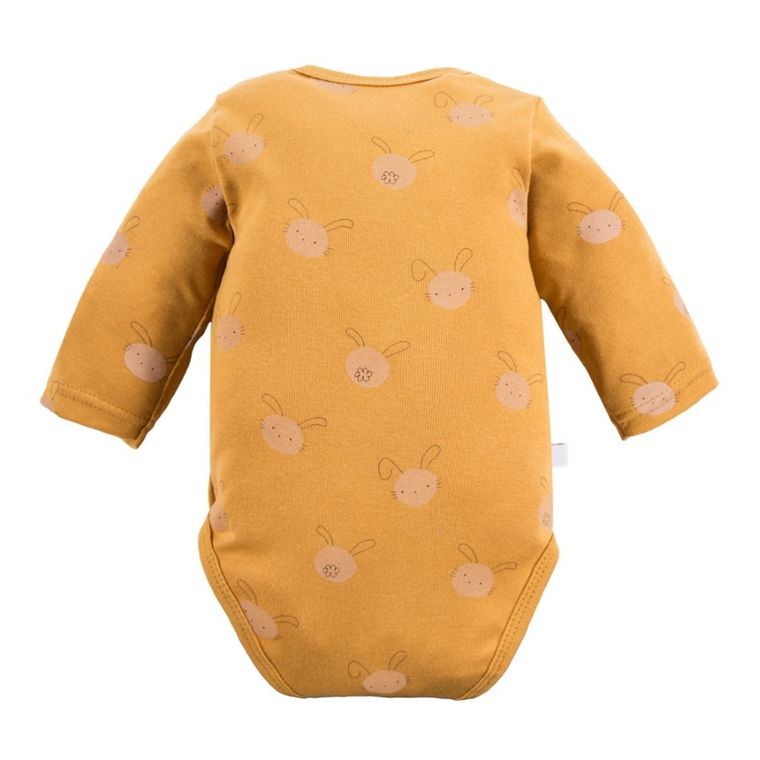 Body niemowlęce z długim rękawem, musztardowe, Eevi