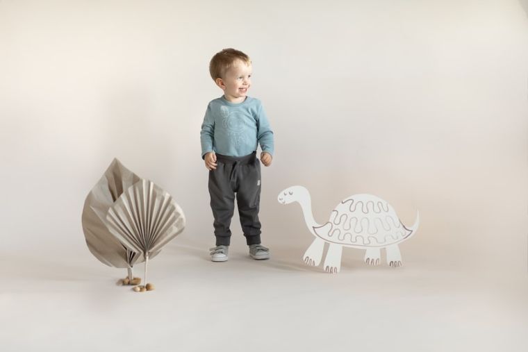 Body niemowlęce z długim rękawem, niebieskie, małpka, Pinokio