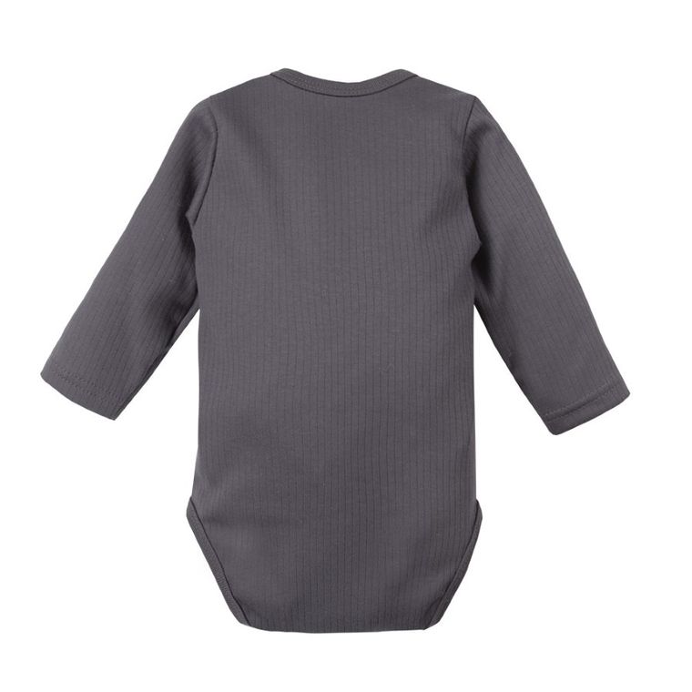 Body niemowlęce z długim rękawem, prążkowane, ciemnoszare, Eevi
