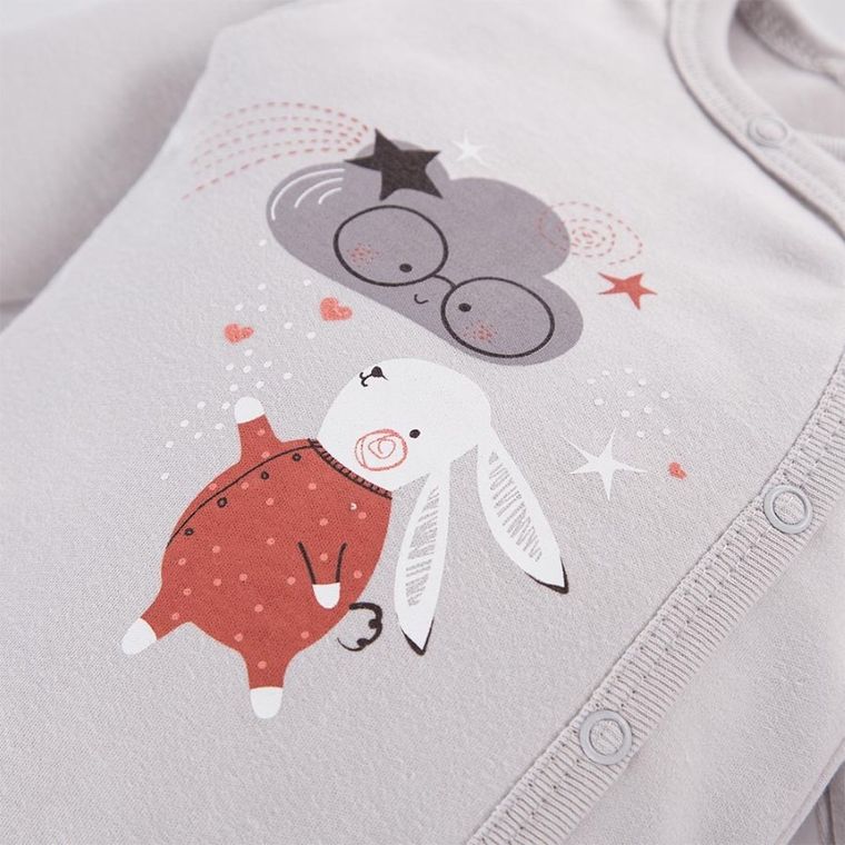 Body niemowlęce z długim rękawem, szare, Eevi